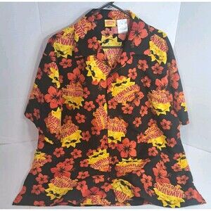 Hawaiian Tropic Sun Button Shirt Floral Tropical Sunscreen Men's Size XL X-Large